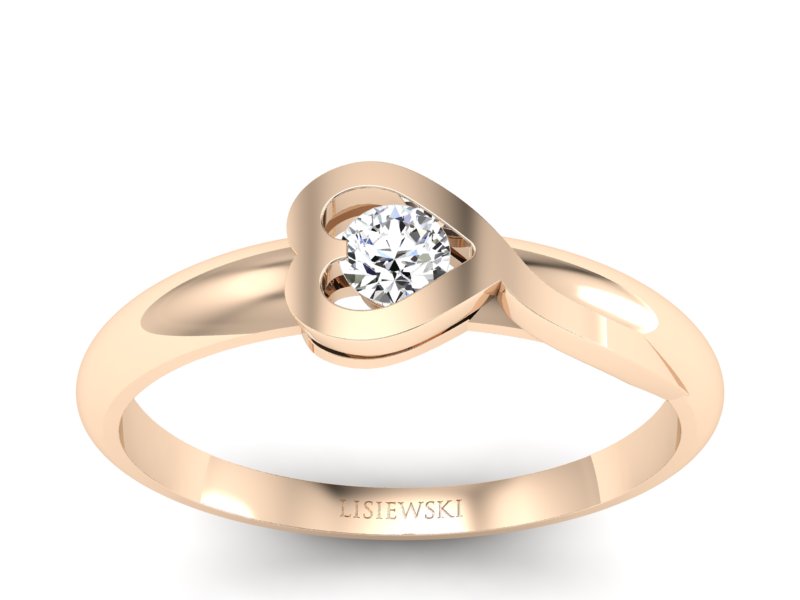 Złoty pierścionek z brylantem różowe złoto - p16179c - 1