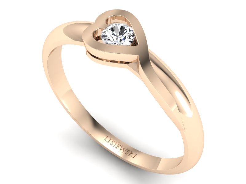 Złoty pierścionek z brylantem różowe złoto - p16179c - 3