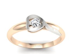 Pierścionek z brylantem białe i różowe złoto - p16179cb