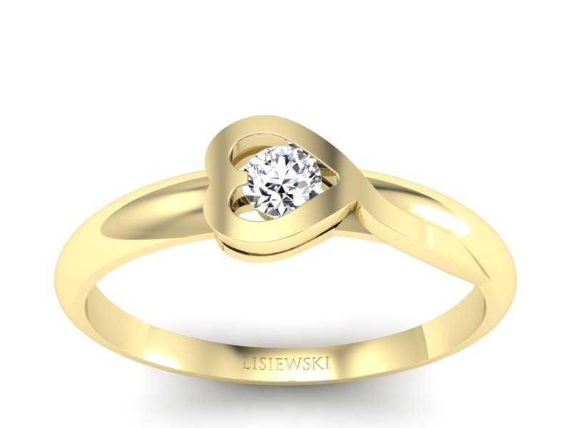 Pierścionek zaręczynowy z brylantem żółte złoto - p16179z - 1