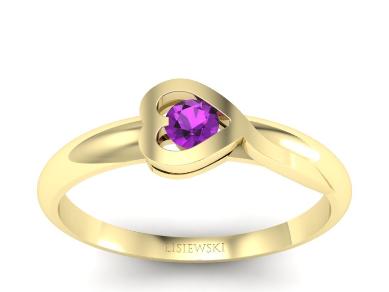 Złoty pierścionek z ametystem żółte złoto - p16179zat - 1