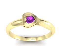 Złoty Pierścionek z ametystem żółte złoto 585 - p16179zat