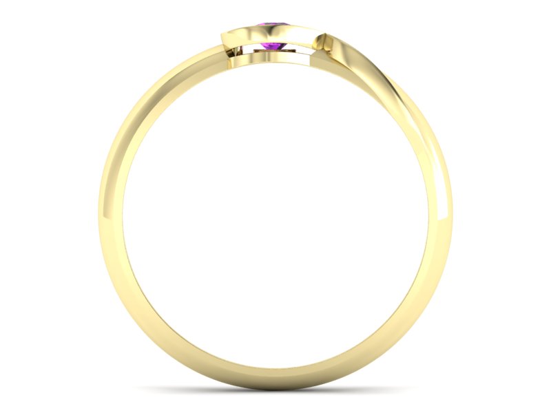 Złoty Pierścionek z ametystem żółte złoto 585 - p16179zat