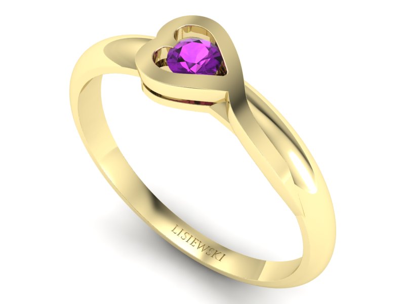 Złoty pierścionek z ametystem żółte złoto - p16179zat - 3