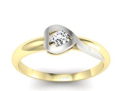 Pierścionek z brylantem białe żółte złoto 585 - p16179zb