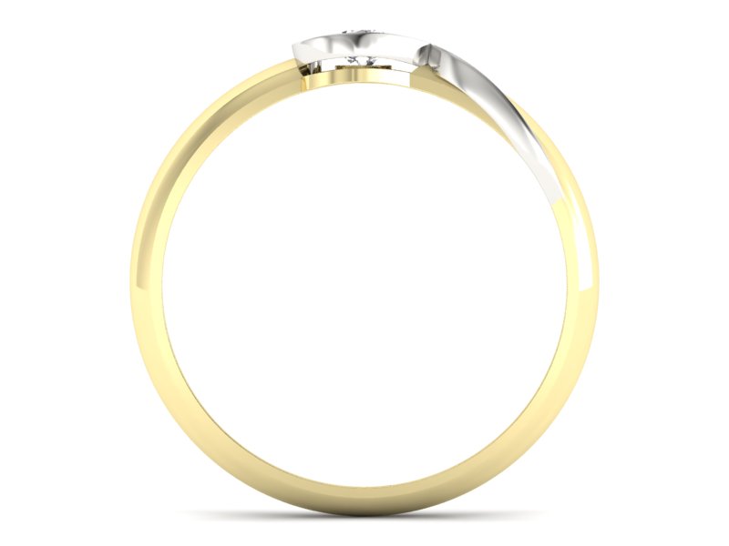 Pierścionek z brylantem białe żółte złoto 585 - p16179zb - 2