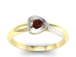 Pierścionek białe z granatem żółte złoto 585 - p16179zbgr