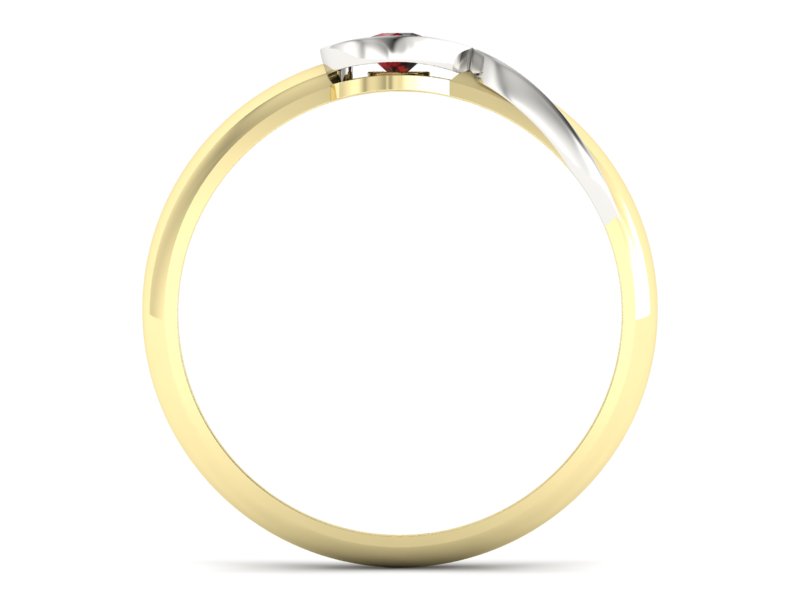 Pierścionek białe z granatem żółte złoto - p16179zbgr - 2