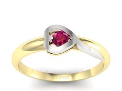 Pierścionek z rubinem z białego i żółtego złota - p16179zbr