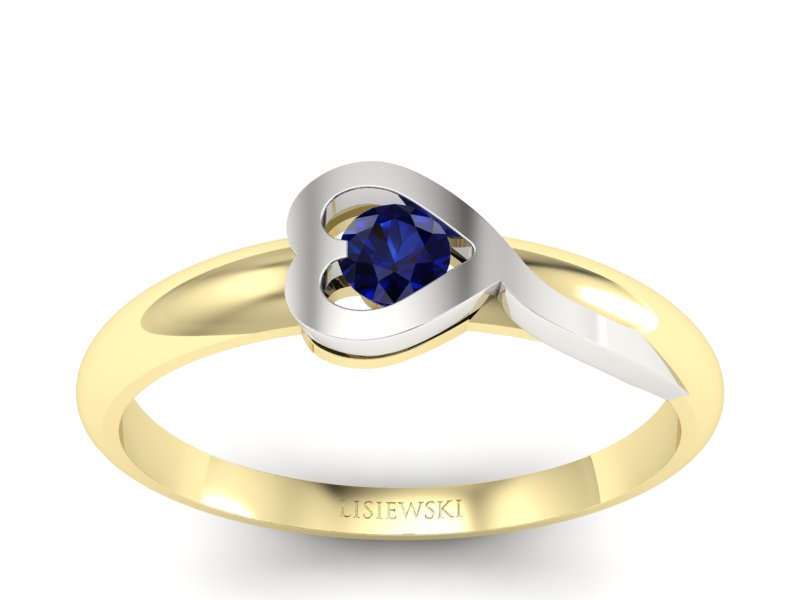 Złoty pierścionek z szafirem białe żółte złoto - p16179zbsz - 1