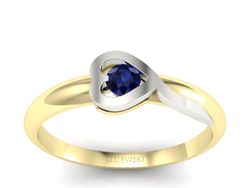 Złoty Pierścionek z szafirem białe żółte złoto - p16179zbsz