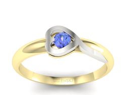 Pierścionek z tanzanitem białe i żółte złoto - p16179zbt