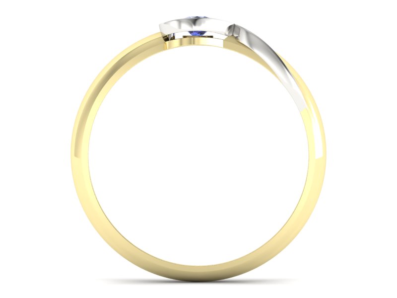 Pierścionek z tanzanitem białe i żółte złoto - p16179zbt - 2