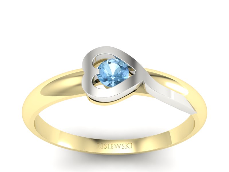 Pierścionek z topazem białe żółte złoto - p16179zbtp - 1