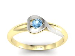 Pierścionek z topazem białe żółte złoto 585 - p16179zbtp