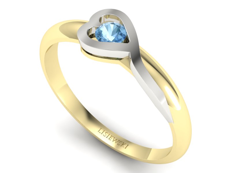 Pierścionek z topazem białe żółte złoto - p16179zbtp - 3