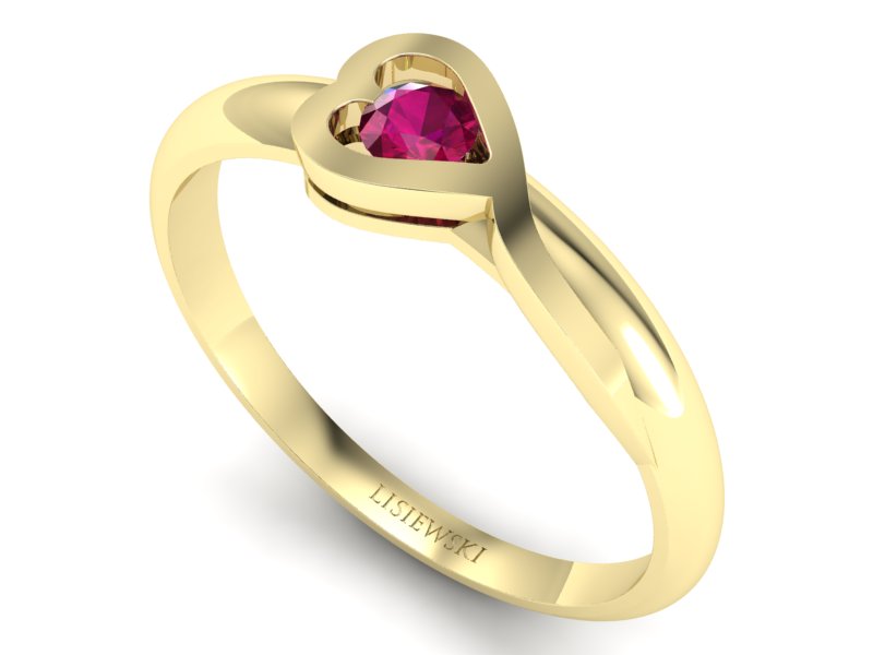 Złoty Pierścionek z rubinem żółte złoto próby 585 - p16179zr - 3