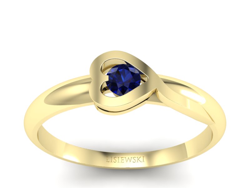 Złoty pierścionek z szafirem żółte złoto - p16179zsz - 1