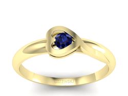 Złoty Pierścionek z szafirem żółte złoto 585 - p16179zsz