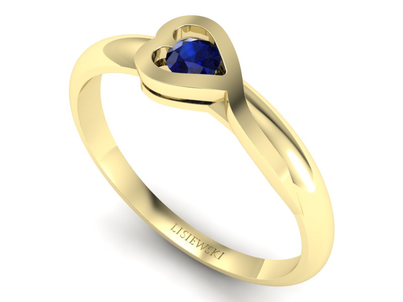 Złoty pierścionek z szafirem żółte złoto - p16179zsz - 3