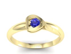 Złoty Pierścionek z szafirem żółte złoto szafir - p16179zszc