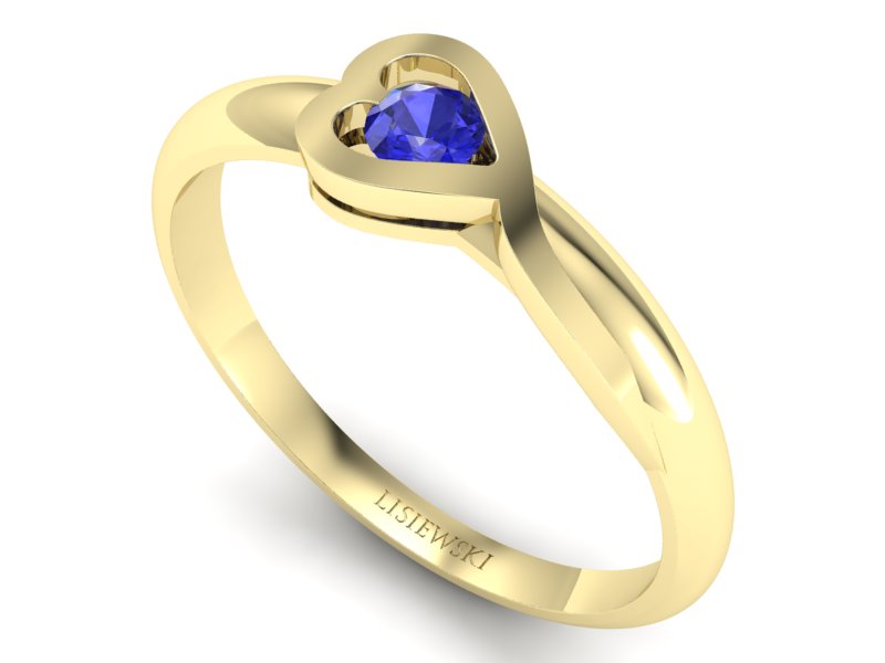 Złoty Pierścionek z szafirem żółte złoto szafir - p16179zszc - 3