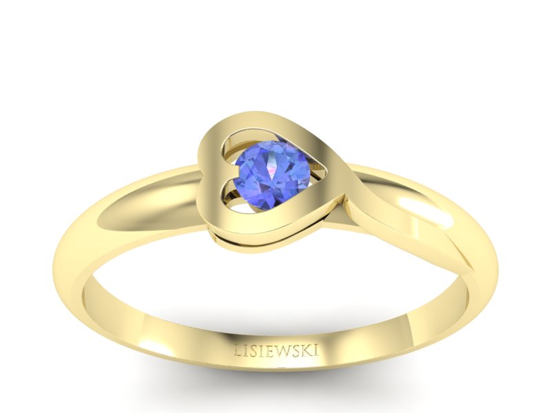 Złoty Pierścionek z tanzanitem żółte złoto 585 - p16179zt - 1