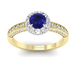 Złoty Pierścionek spinel i brylanty żółte złoto - p16181zbsp