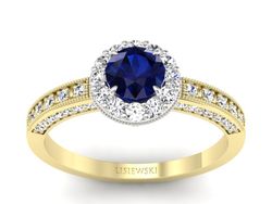 Pierścionek z szafirem i diamentami złoto 585 - p16181zbsz