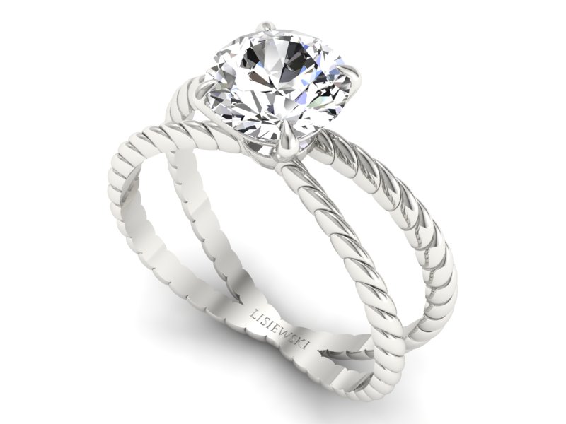 Złoty pierścionek z brylantem białe złoto - p16182b - 3