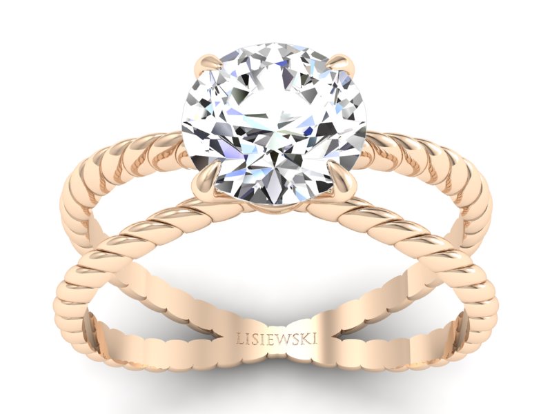 Złoty pierścionek z brylantem różowe złoto - p16182c - 1