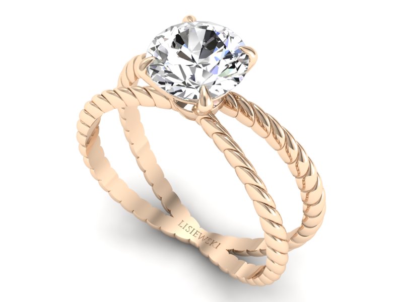 Złoty pierścionek z brylantem różowe złoto - p16182c - 3