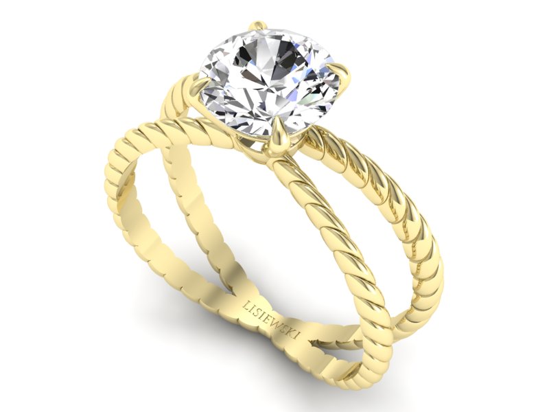 Złoty pierścionek z brylantem żółte złoto - p16182z - 3