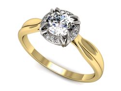 Pierścionek z diamentami żółte i białe złoto 585 - p16186zb