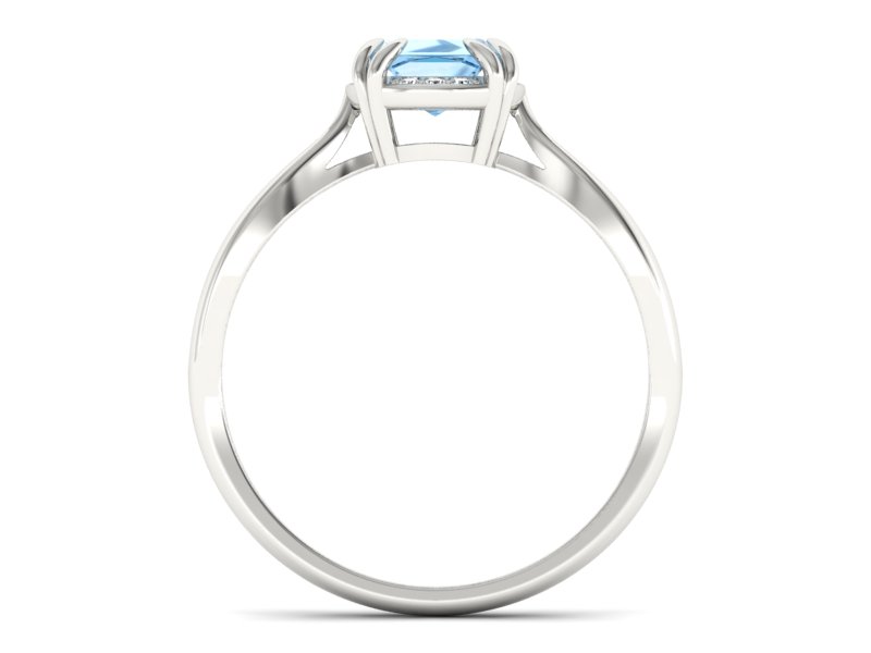 Pierścionek z topazem i brylantami białe złoto - p16187ba - 2