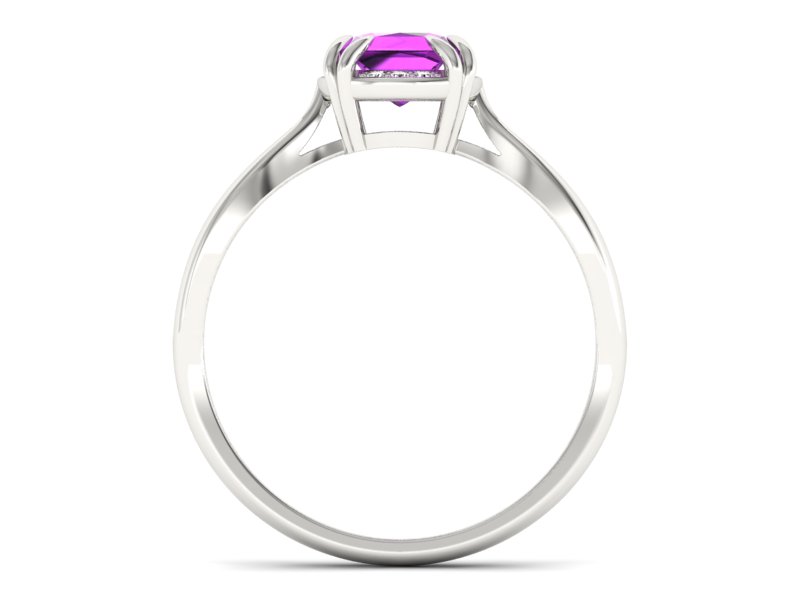 Złoty pierścionek z ametystem i brylantami - p16187bat - 2