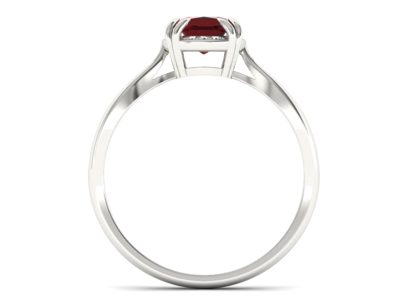 Pierścionek z granatem i brylantami białe złoto - p16187bgr - 2