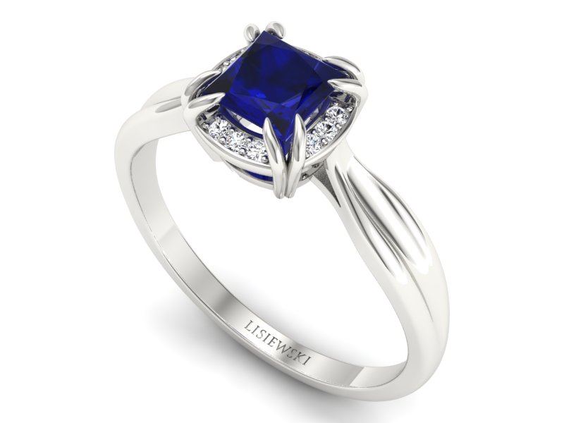 Złoty pierścionek ze spinelem i brylantami - p16187bsp - 3