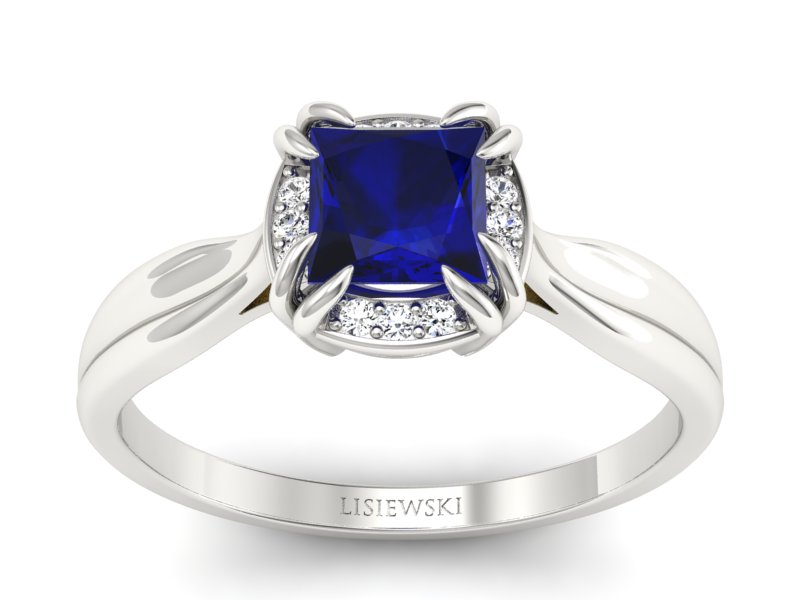 Złoty pierścionek ze spinelem i brylantami - p16187bsp - 1