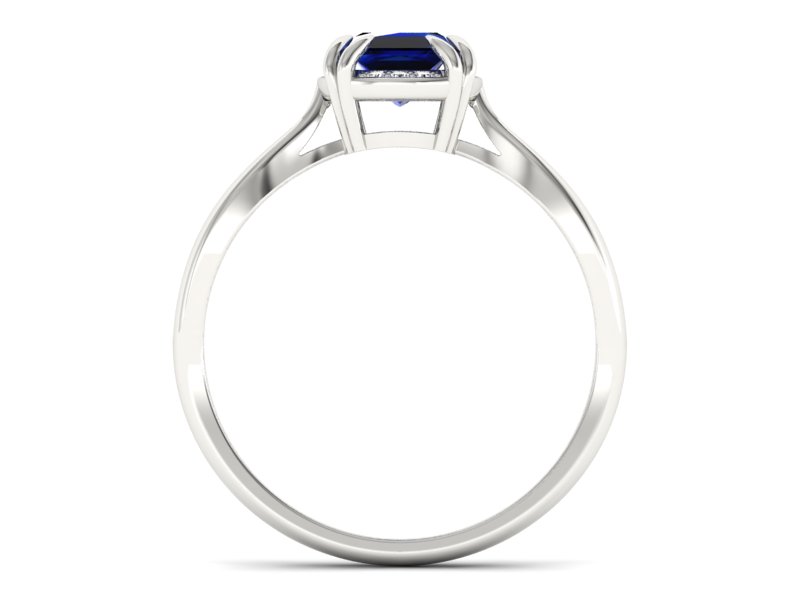 Pierścionek z szafirem i brylantami białe złoto - p16187bsz - 2