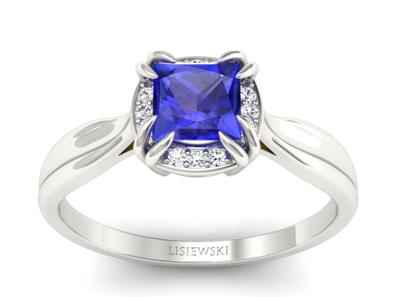 Pierścionek z szafirem i brylantami - p16187bszc - 1
