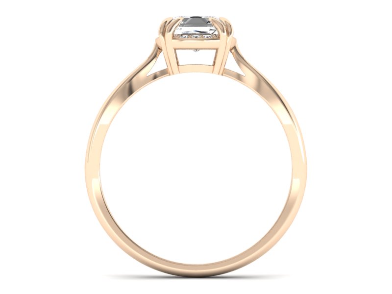 Złoty pierścionek z diamentem z różowego złota - p16187c - 2