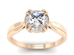 Złoty pierścionek z diamentem z różowego złota - p16187c