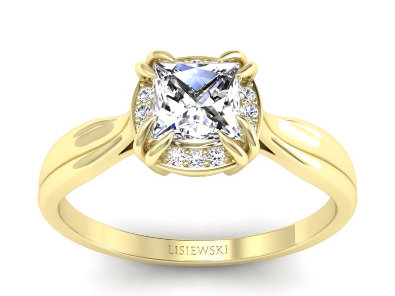 Złoty pierścionek z diamentami żółte złoto - p16187z - 1