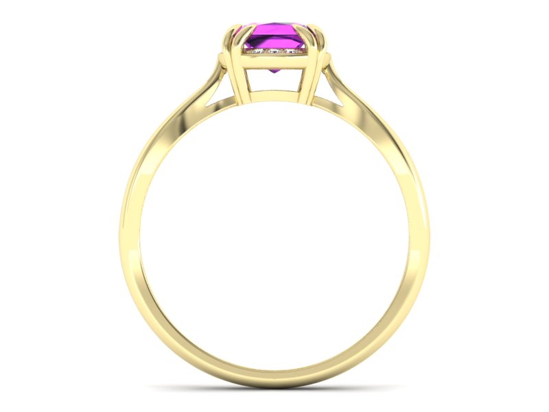 Złoty pierścionek z ametystem i brylantami - p16187zat - 2