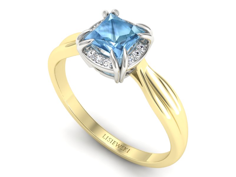 Pierścionek z topazem i brylantami - p16187zba - 3