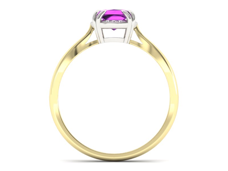 Pierścionek z ametystem i brylantami - p16187zbat - 2
