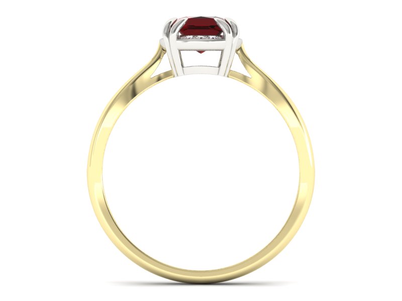 Złoty pierścionek z granatem i diamentami - p16187zbgr - 2