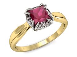 Pierścionek z rubinem i diamentami złoto 585 - p16187zbr