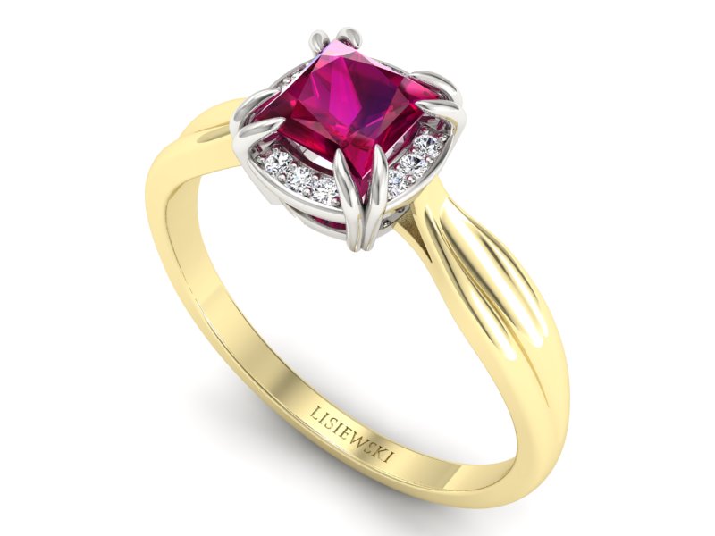 Pierścionek z rubinem i diamentami - p16187zbr - 3